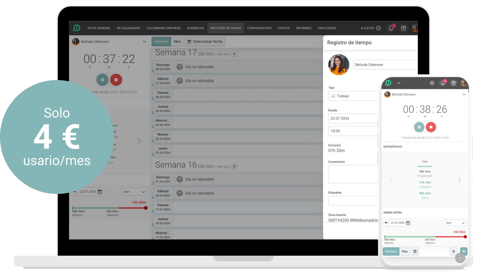 registro de horas software app solo 4 €_ES